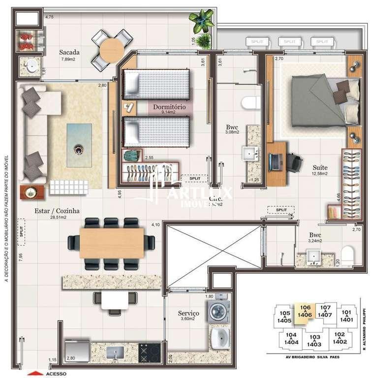 Apartamento à venda com 2 quartos, 84m² - Foto 8